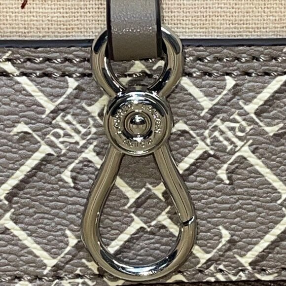 Lauren Ralph Lauren Women’s Gray Monogram Faux Leather Shoulder Straps Tote Bag - Picture 10 of 16